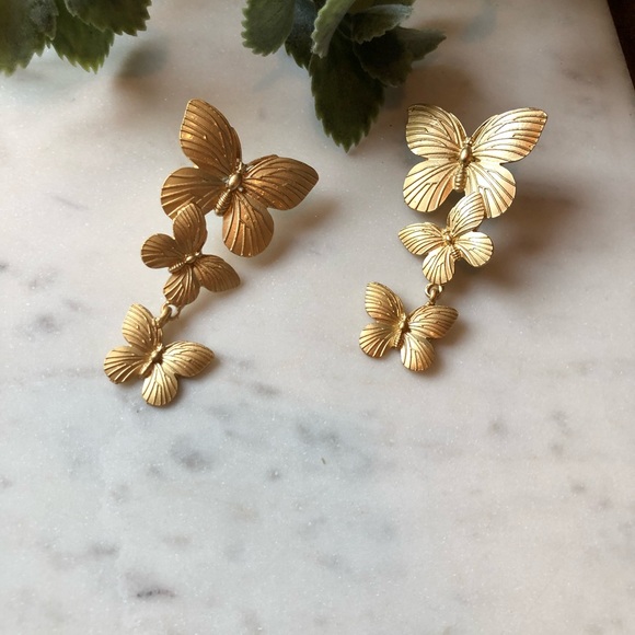 Jewelry - The Rose - Detailed Butterfly Drop Earrings